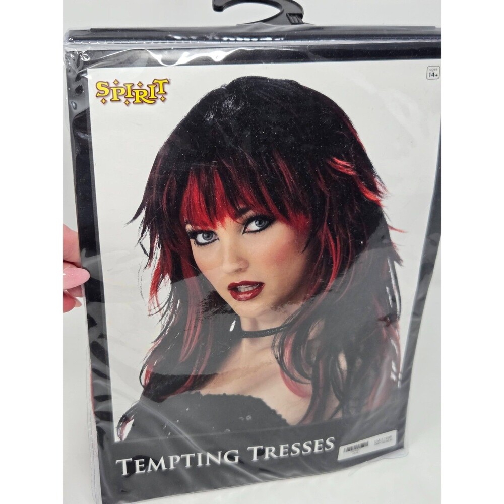 Spirit Halloween Tempting Tresses Wig Red Black Goth Vampire NIB